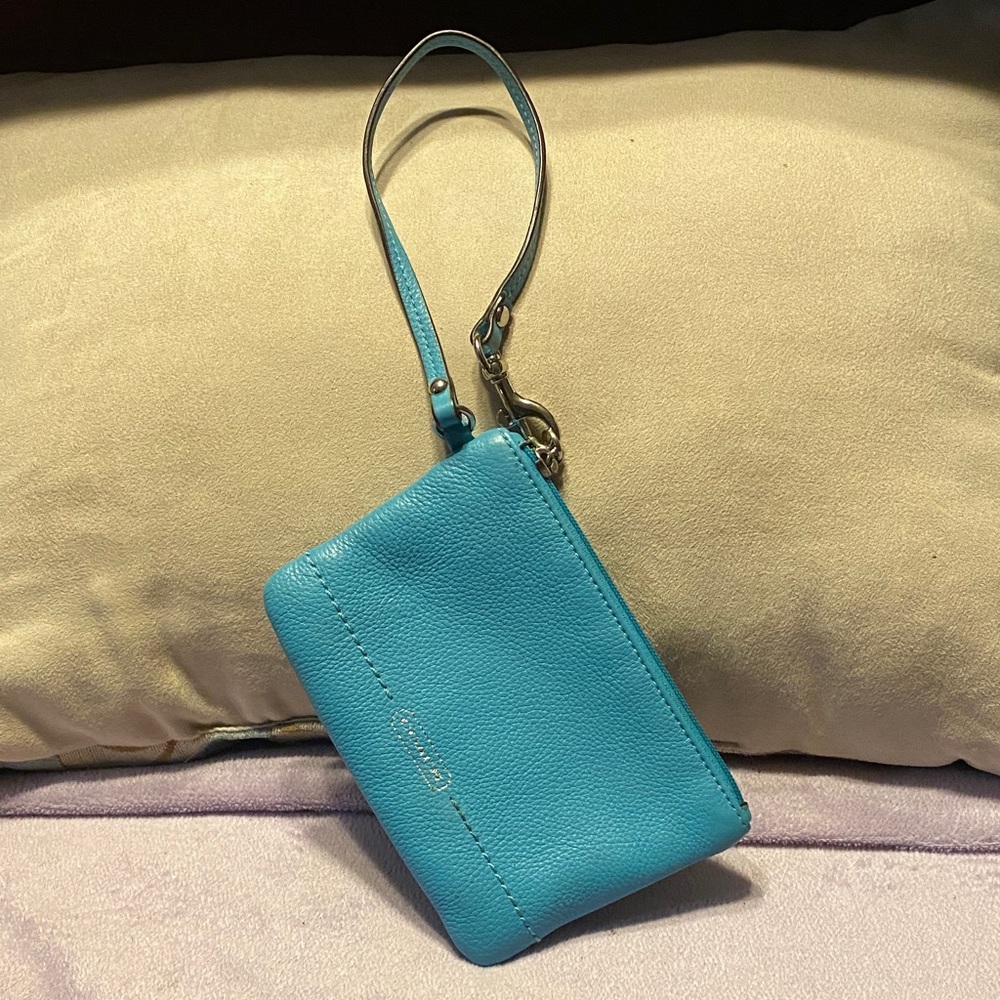Coach Turquoise Leather Wristlet